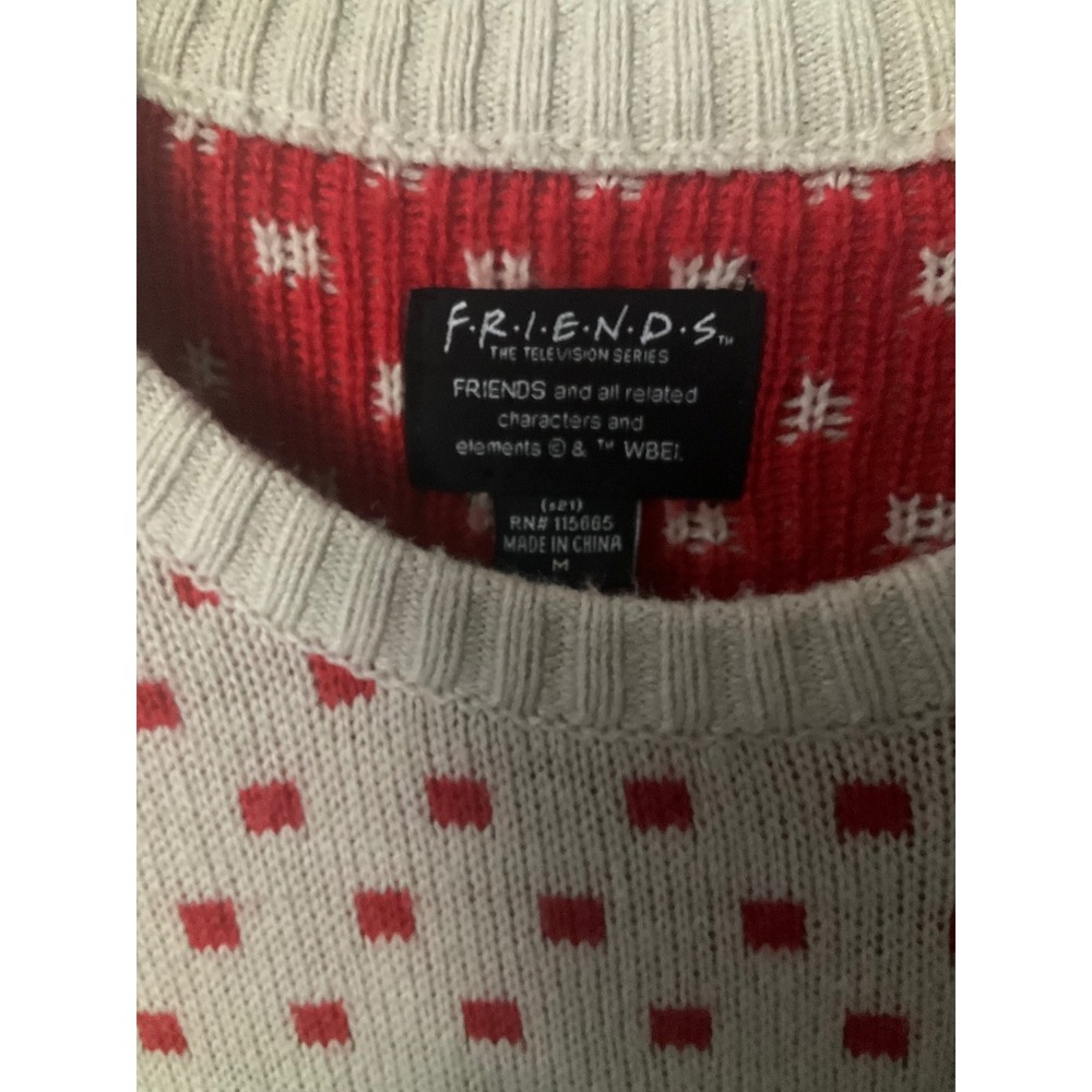 Friends The Television Series Holiday Ugly Christmas Sweater Cream Red Green M - Picture 2 of 6